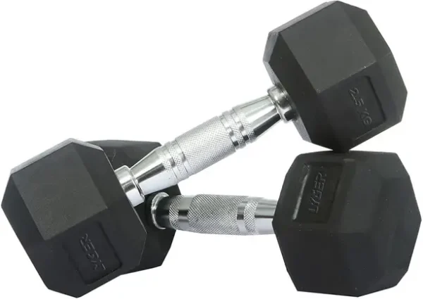 LYGER 2.5 Kg Pair Rubber Coated Professional Hexa Set Fixed Weight Dumbbell  (5 kg) (FK)