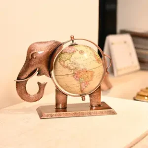 THE KUTIR Elephant Globe Small | Antique Classy Decoration Showpiece Items for Home Decorative Showpiece - 20 cm  (Metal, Multicolor) (FK)