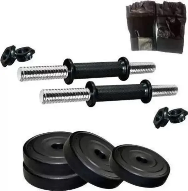 JMB 16KG (3kg+1KG * 4) PVC Plates ,2 Dumbbell Rods home gym Adjustable Dumbbell Adjustable Dumbbell  (16 kg)(FK)