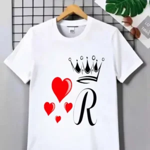 King Crown R Half Sleeve Tshirt for Boys and men White Half sleeve tshirt