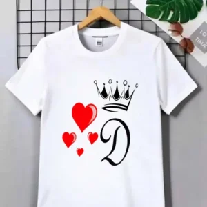 King Crown D Half Sleeve Tshirt for Boys and men White Half sleeve tshirt