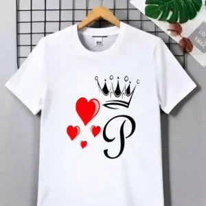 roduct Details Name : King Crown P Half Sleeve Tshirt for Boys and men White Half sleeve tshirt  Fabric : Polyester  Pattern : Printed  Sizes :    6-9 Months, 2-3 Years, 3-4 Years, 4-5 Years, 5-6 Years, 7-8 Years, 9-10 Years, 10-11 Years, 11-12 Years, 12-13 Years, 13-14 Years, 14-15 Years, 15-16 Years  King Crown Alphabet A-Z Half Sleeve Tshirt for Boys and men White Half sleeve tshirt  Country of Origin : India  More Information