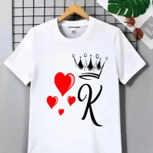 King Crown K Half Sleeve Tshirt for Boys and men White Half sleeve tshirt
