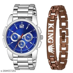 Boys and Men's Exclusive Luxury 2024 style Brown Boys watch and Men watches Hand watch men Sports gents stylish Stainless Steel Belt gift Analog Watch and King Bracelet For Men and Boys