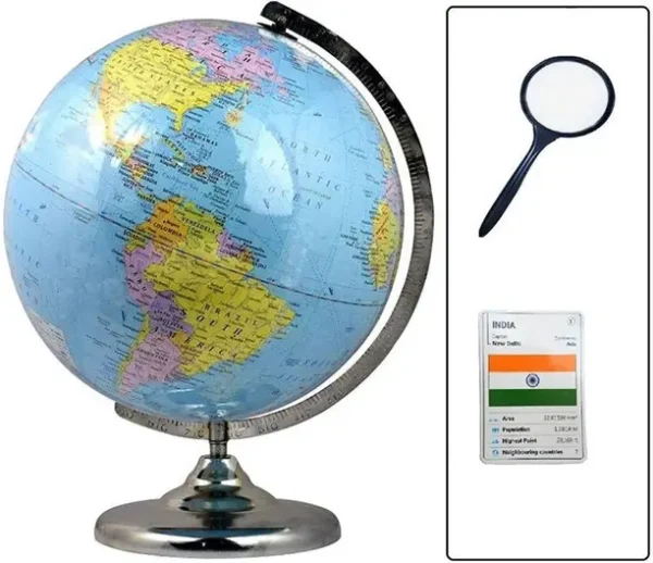 GeoKraft Political Educational Laminated 12 Inch Large Globe (Blue) Desk & Table Top Political World Globe  (Medium Blue) (FK)