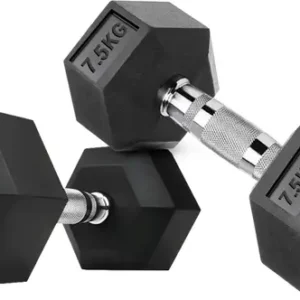 FITRXX HEXA |STEEL IRON RUBBER COATED | FULL BODY WORKOUT (Set of 2) Fixed Weight Dumbbell  (7.5 kg) ( FK)