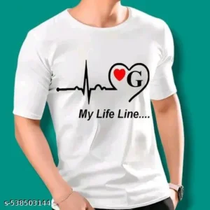 My Life Line G Alphabet Half Sleeves Tshirts for Boys and Men | Size M | - White Half Sleeves Tshirt