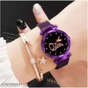 Queen Rose Gold Color Analogue Quartz Exclusive Stylish Magnet Belt Wrist Watch New Arrival Best Designer Hot Selling Top Trending Unique Festive Style Watch Analog Watch - For Women(ONLY WATCH)