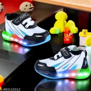 Kids LED Light breathable boys and girls led lighting comfortable waterproof shoes White and Blue | SIZE - 5