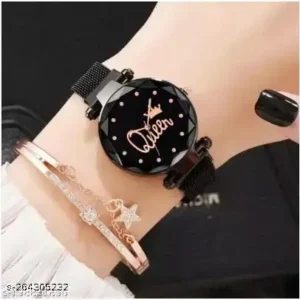 Queen Rose Gold Color Analogue Quartz Exclusive Stylish Magnet Belt Wrist Watch New Arrival Best Designer Hot Selling Top Trending Unique Festive Style Watch Analog Watch - For Women(ONLY WATCH)