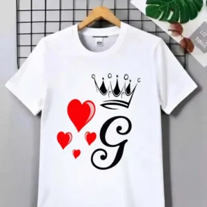 King Crown G Half Sleeve Tshirt for Boys and men White Half sleeve tshirt