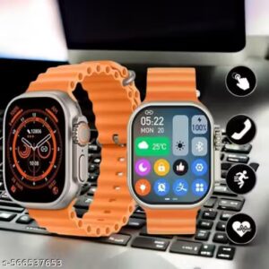T800 orange pro ultra watch with beautiful strap bluetooth calling smart touch display with fitness & outdoor health & medical tracker unique ui interctions ( orange )