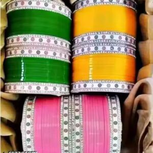 R.G Bengel Plastic Multi Color Cubic Work Chooda Set For Women And Girls ( Pack OF Both Hand