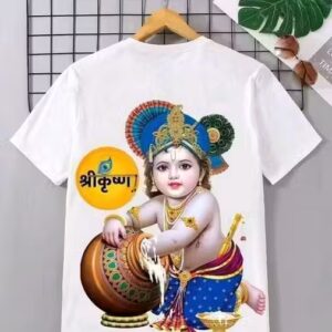 KFH New trendy design T-shirts for kids| Printed t-shirts| Radha Krishan printed t-shirt | Soft printed t-shirt | White colour printed t-shirt | Machine Printed t-shirt