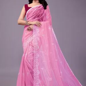 Latest Nylon Shining Net Saree