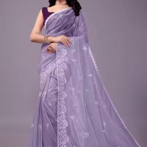 Latest Nylon Shining Net Saree