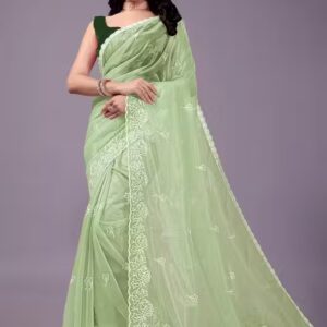 Latest Nylon Shining Net Saree