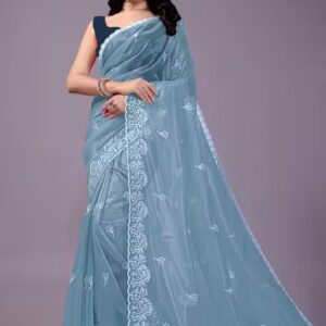Latest Nylon Shining Net Saree