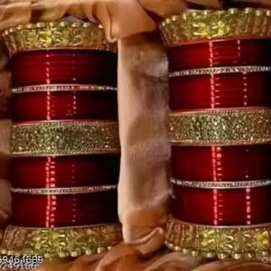 PS Plastic Red Colour Chooda Set Red Colour For Women And Girls ( Pack OF Both Hand Chooda Set )