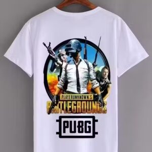 GARV FASHION MART-(KIDS- PUBG GAMEING DESIGN PRINTED) SHORT SLEEVES WHITE ROUND NECK TRENDY T-SHIRT FOR GIRLS AND BOYS.