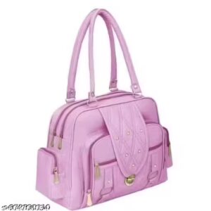 Trendy Women Pink Handbag | Stylish Ladies Shoulder Bag | Office & Casual Large Handbag with Multiple Compartments
