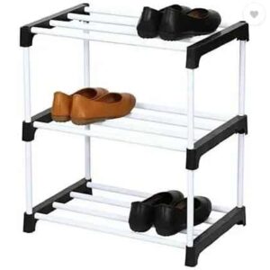 BAE Plastic Shoe Stand (BLACK, 3 Shelves, DIY(Do-It-Yourself))
