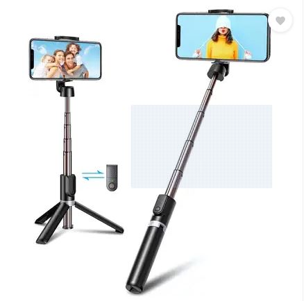 NAFA Portable Selfie Stick for Mobile Phones with Wireless Bluetooth Remote (Replaceable Battery), Adjustable Height (240mm-600mm), 2-in-1 Design - Bluetooth Selfie Stick (Black, Remote Included)