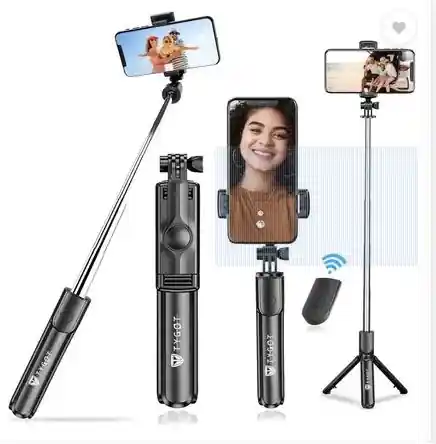 Tygot Tygot Bluetooth Extendable Selfie Stick with Wireless Remote and Tripod Stand – 3-in-1 Multifunctional Selfie Companion Bluetooth Selfie Stick (Black, Remote Included)