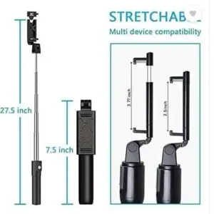 Hold up Tripod, Extendable Selfie Stick with Detachable Wireless Remote and Tripod Stand Bluetooth Selfie Stick (Black, Remote Included)