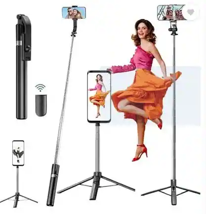 Hold up Super Long Selfie Stick 170cm, Tripod Stand with Detachable Bluetooth Remote Tripod Bluetooth Selfie Stick (Black, Remote Included)