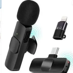 volkano K8 Wireless Microphone Video Recording with Noise Cancellation Mic Supports Type-C Android & iPhone Plug and Play/No Bluetooth (Black)